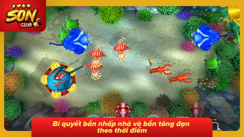Bắn Cá Ăn Xu: Trải Nghiệm Săn Thưởng Đại Dương Đỉnh Cao 6 Bắn nhấp nhả và tăng đạn giúp diệt cá nhanh hơn